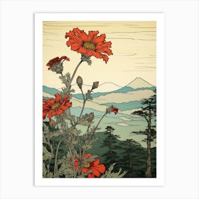 Hanagasa Japanese Florist Daisy 3 Japanese Botanical Illustration Art Print