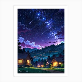 Night Sky Anime aesthetic 3 Art Print