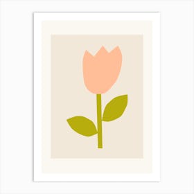 Tulip Cutout Minimal In Peach Fuzz Colour Art Print