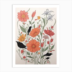 Birds And Flowers Luckycharms Art Print