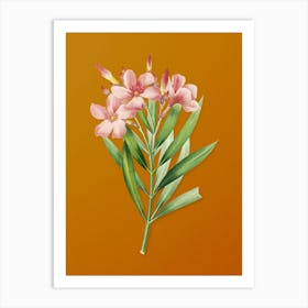 Vintage Oleander Botanical on Sunset Orange n.0948 Art Print