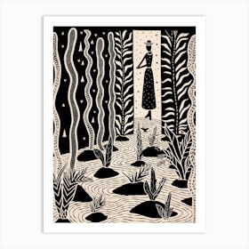 B&W Plant Illustration Snake Plant 2 Art Print