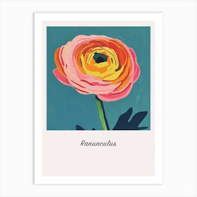 Ranunculus 1 Square Flower Illustration Poster Art Print