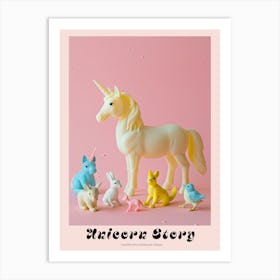 Toy Unicorn With Toy Woodland Friends Pastel 2 Poster Art Print