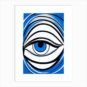 Spiritual Awakening, Symbol, Third Eye Blue & White 2 Art Print