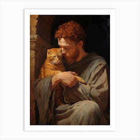 Monk Holding A Cat 7 Art Print