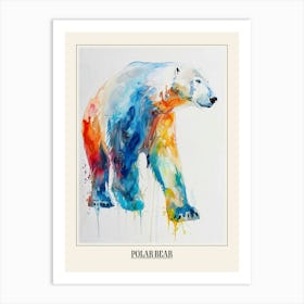 Polar Bear Colourful Watercolour 2 Poster Art Print