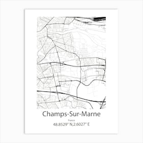 Champs Sur Marne,France Minimalist Map Art Print