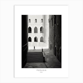 Poster Of Perugia, Italy, Black And White Analogue Photography 1 Art Print