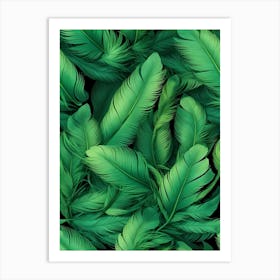 Feathers Green Feathers Plumage Seamless Green Feathers Seamless Design Seamless Pattern Seamless Nature Pattern Art Print