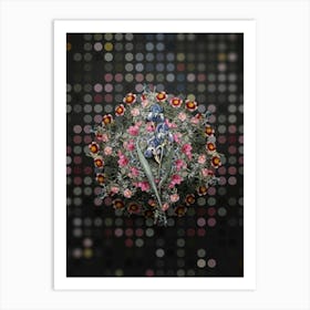 Vintage Dalmatian Iris Flower Wreath on Dot Bokeh Pattern n.0845 Art Print