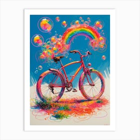 Rainbow Bike Art Print