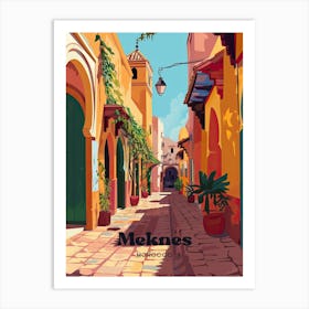 Meknes Morocco Imperial City Digital Travel Illustration Art Print