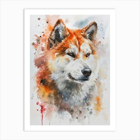 Akita Watercolor Painting 2 Art Print