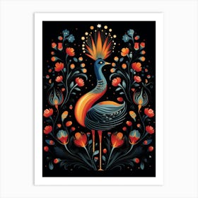 Folk Bird Illustration Grebe 4 Art Print