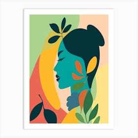 Portrait Of A Woman With Leaves 1 Art Print