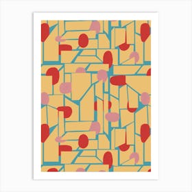 Poppy Abstract Geometric In Yellow Art Print