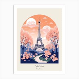 Eiffel Tower   Paris, France   Cute Botanical Illustration Travel 4 Poster Art Print