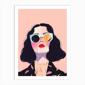 Illustration Of A Woman With Sunglasses 1 Art Print