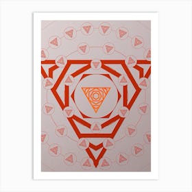 Geometric Abstract Glyph Circle Array in Tomato Red n.0185 Art Print