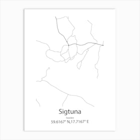 Sigtuna,Sweden Minimalist Map Art Print