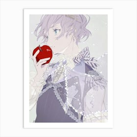 Girl With A Red Apple Art Print