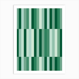 Green Stripes Geometric Pattern Abstract Art Print