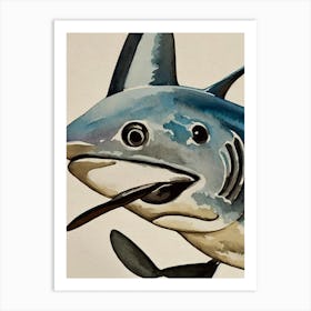 Bonnethead Shark Vintage Graphic Watercolour Art Print