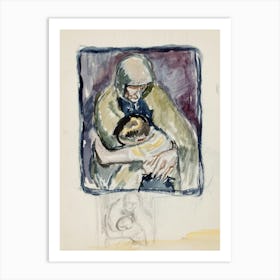 Luonnos Maalaukseen Äiti Ja Lapsi (Pietà), 1913 1915part Of A Sketchbook By Magnus Enckell Art Print