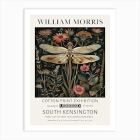 William Morris Vintage Poster Dragonfly Flowers Art Print