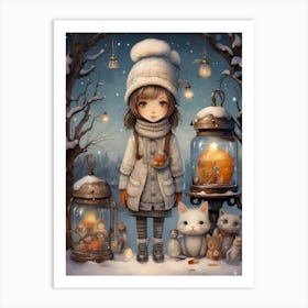 Little Girl In The Snow 1 Art Print