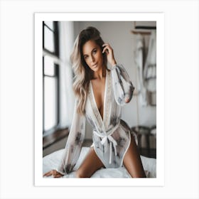 A Photo Of A Beautiful Model Wearing lingerie 1 Art Print