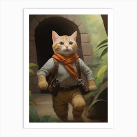 Cute Explorer Cat Cat Lover Art Print