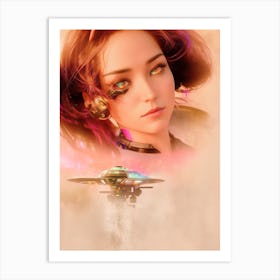 Alien Girl In Space Art Print