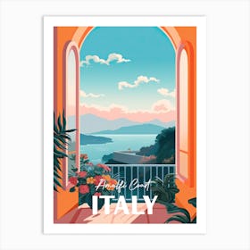 Italy Amalfi Coast Window Travel Poster 3 Art Print