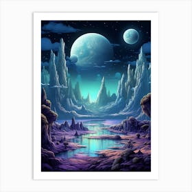 Lunar Landscape Pixel Art 2 Art Print