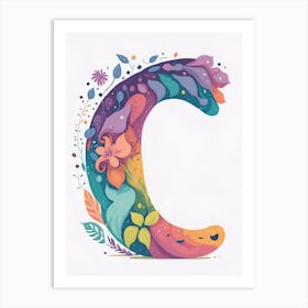Colorful Letter C Illustration 32 Art Print