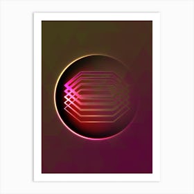 Geometric Neon Glyph on Jewel Tone Triangle Pattern 268 Art Print