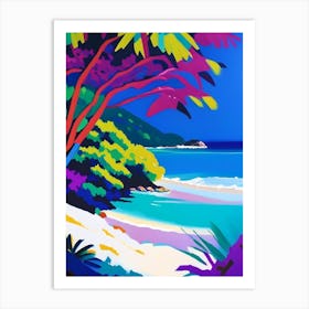 Seychelles Beach Colourful Painting Tropical Destination Art Print