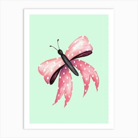 Pink Bow And Butterfly Art Print