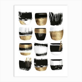 Black And Gold Bowls 1 Art Print