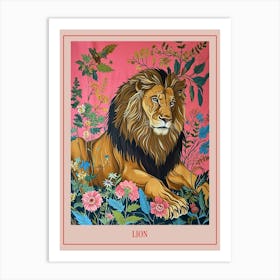 Floral Animal Painting Lion 4 Poster Art Print