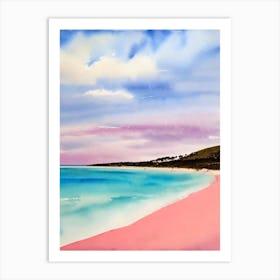 Dunsborough Beach, Australia Pink Watercolour Art Print
