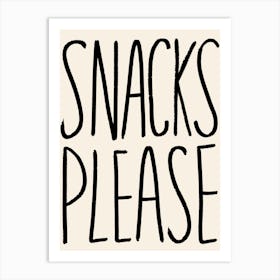 Snacks Please Black Art Print