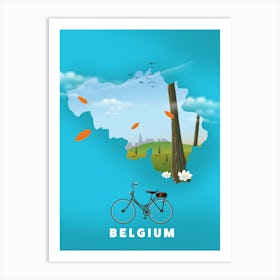 Belgium Travel map Art Print