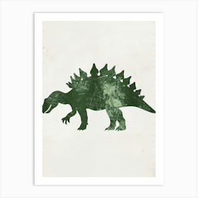 Green Stegosaurus Dinosaur Silhouette 2 Art Print