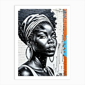 Vintage Graffiti Mural Of Beautiful Black Woman 108 Art Print