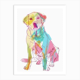Pastel Labrador Dog Watercolour Line Illustration 2 Art Print