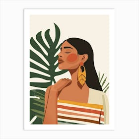 Illustration Of A Woman With Earrings 1 Art Print