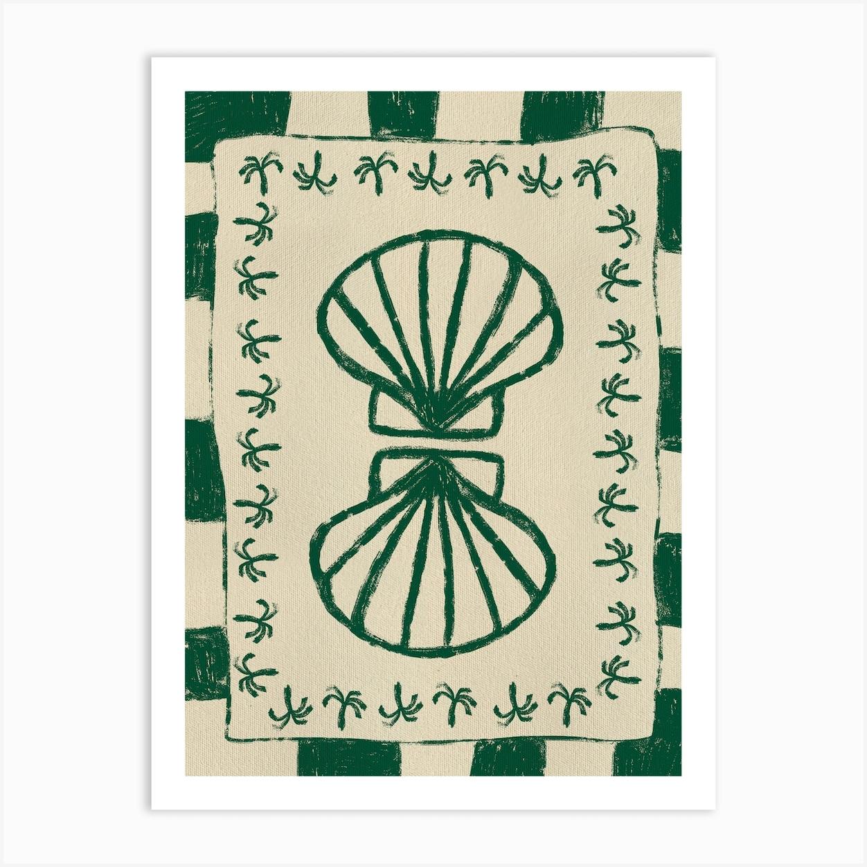Large Seashell Symphony Bathroom Art Print - 60x80cm Framed, Oak
